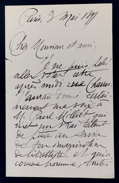 Auguste DORCHAIN, Ecrivain - LETTRE AUTOGRAPHE SIGN&Eacute;E, Paris, 1899. Auguste DORCHAIN