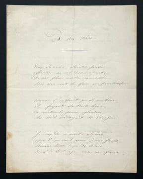 Emilien PACINI, Libréttiste - POEME AUTOGRAPHE SIGNÉ DE 8 PAGES "Si ma mère". Emilien PACINI