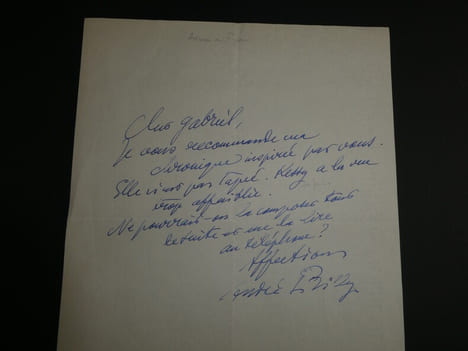 André BILLY - Lettre autographe signée à Gabriel. André Billy