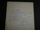 Andr&eacute; BILLY - Lettre autographe sign&eacute;e &agrave; Gabriel. Andr&eacute; Billy