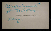 L&eacute;on BARTHOU - CARTE DE VISITE AUTOGRAPHE, Remerciements et voeux. L&eacute;on Barthou
