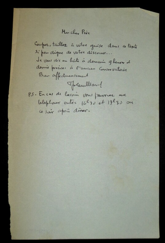 Roland-Manuel TAPUSCRIT ANNOTE & LETTRE AUTOGRAPHE SIGN&Eacute;E PLAISIR DE LA MUSIQUE. Roland-Manuel