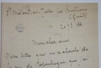 CHAUMET William - LETTRE AUTOGRAPHE SIGN&Eacute;E, BORDEAUX, 1888. William Chaumet