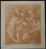 Lithographie au trait sanguine par Molinari d'apr&egrave;s Pamigianino. Molinari