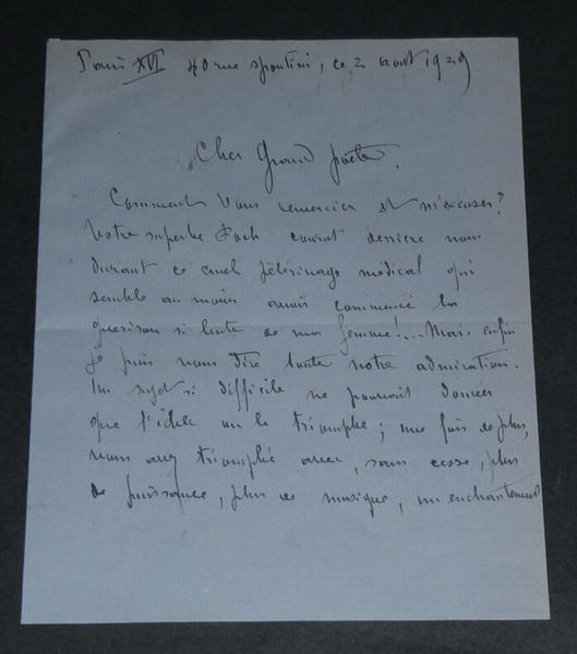 Edmond Joly - Lettre autographe sign&eacute;e &agrave; Armand Godoy - Foch - Paris XVI - 1929. Edmond Joly