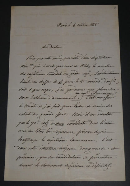 Louis Jules TROCHU, Homme d'&Eacute;tat - LETTRE AUTOGRAPHE SIGN&Eacute;E 1865 PARIS. Louis Jules TROCHU