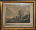 Gravure, Paysage aux champs grav&eacute; par Fran&ccedil;ois VIVARES, XVIII. Fran&ccedil;ois VIVARES (Vivar&egrave;s)