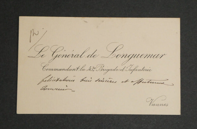 Paul de LONGUEMAR - CARTE DE VISITE AUTOGRAPHE DE F&Eacute;LICITATIONS. Paul de LONGUEMAR