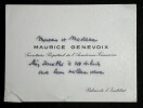 Maurice GENEVOIX CARTE DE VISITE Remerciement voeux nouvelle ann&eacute;e.. Maurice GENEVOIX