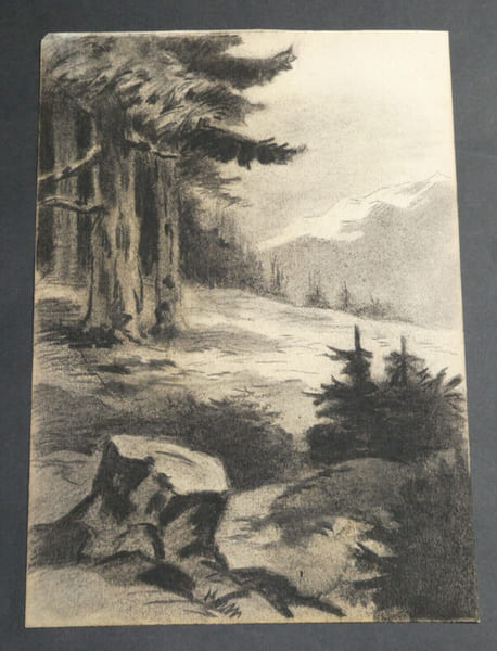 DESSIN ORIGINAL AU CRAYON - GUERRE 14/18 - PAYSAGE - OHRDRUF. 