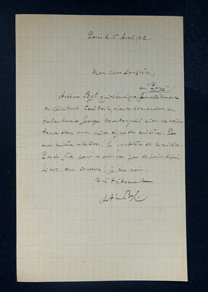 BYL Arthur - LETTRE AUTOGRAPHE SIGN&Eacute;E &Agrave; Georges MONTORGUEIL, PARIS 1912. Arthur Byl