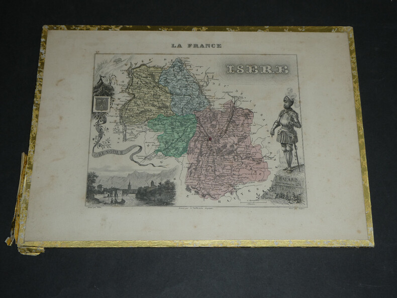 Lithographie couleur, ISERE, dress&eacute; Vuillemin, Graveur ALES, 1876. Vuillemin ; Al&egrave;s (graveur)