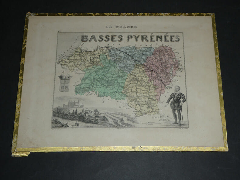 Lithographie couleur, Basses Pyr&eacute;n&eacute;es , dress&eacute; Vuillemin, Graveur VILLEREY, 1876. Vuillemin / Villerey