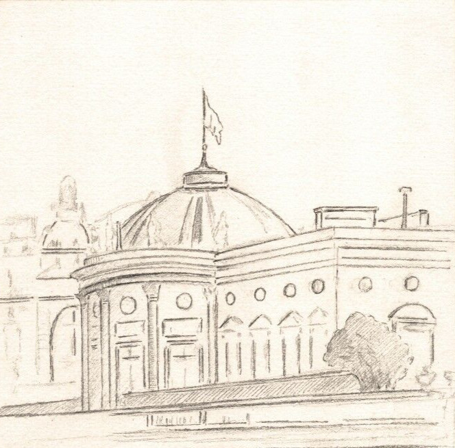 Dessin au crayon, La L&eacute;gion d'honneur (Salm) &agrave; Paris par E. Phelipeau, 29 mars 1912. E. Phelipeau