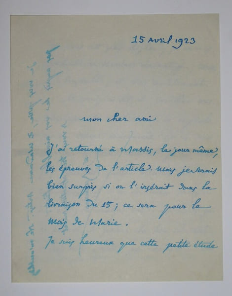 BAUMANN Emile - LETTRE AUTOGRAPHE SIGN&Eacute;E &Agrave; Louis ARTUS, 1923. Emile BAUMANN
