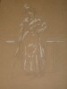 Dessin d'une femme au crayon de bois et touche de blanc. 