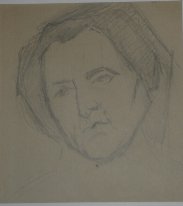 GEORGES CHESNEAU - NU ACAD&Eacute;MIQUE - Dessin au crayon - Visage d'homme & homme en pied. Georges Chesneau