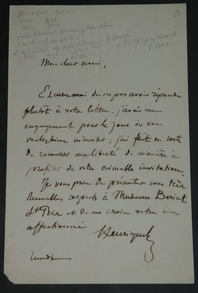 Henriquel DUPONT- LETTRE AUTOGRAPHE SIGN&Eacute;E &Agrave; Jacques BERRIAT ST PRIX. Henriquel DUPONT