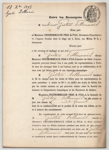 Pouvoir sign&eacute; Gaston Pollonnais – Collection coh&eacute;rente de 50 auteurs & musiciens. Gaston Pollonnais