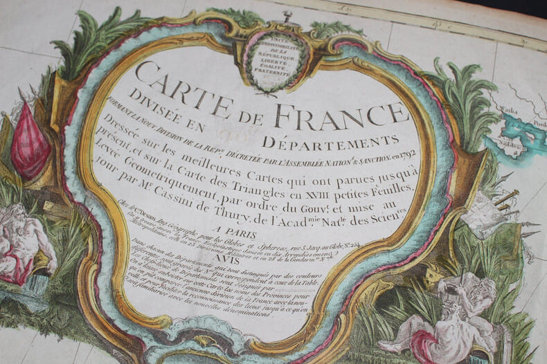Carte de la France en 7 grandes doubles pages, grav&eacute;e par d'Houdan, Atlas national de France de 1790. d'Houdan ; Desnos