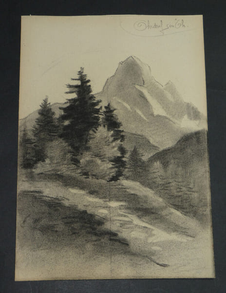 DESSIN ORIGINAL AU CRAYON - GUERRE 14/18 - PAYSAGE - OHRDRUF. 