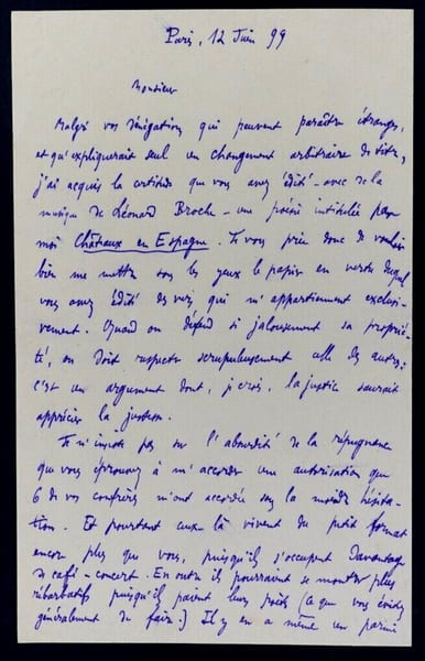 L&eacute;on DUROCHER, Dramaturge - LETTRE AUTOGRAPHE SIGN&Eacute;E, Paris, 1899. L&eacute;on DUROCHER