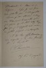 THEUNISSEN Corneille - LETTRE AUTOGRAPHE SIGN&Eacute;E, PARIS, NOVEMBRE 1888. Corneille Theunissen