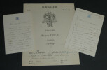 Julia BARON - Ensemble deux lettres autographes et fiche collection Henri CHENU. Julia BARON