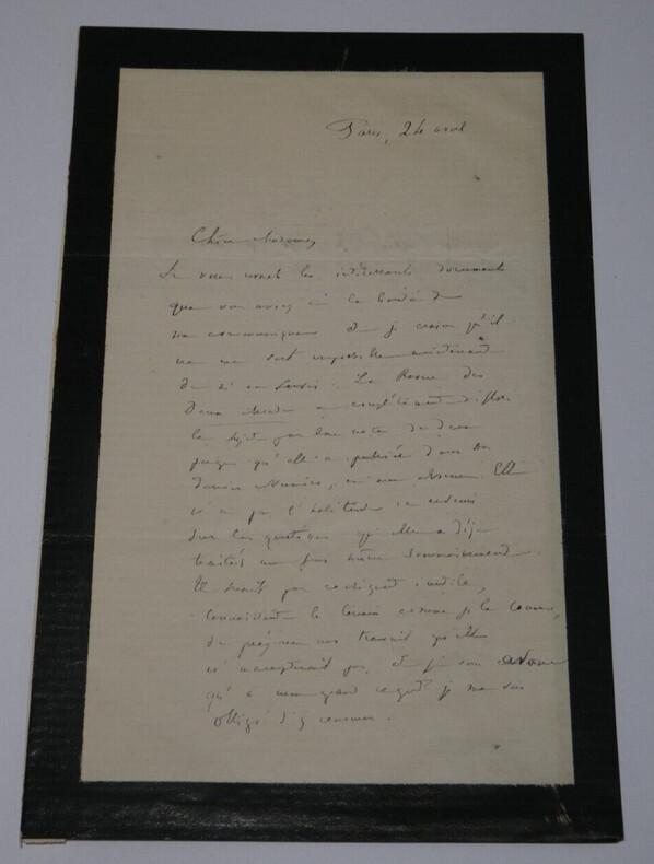 Alfred MEZIERES, Ecrivain - LETTRE AUTOGRAPHE SIGN&Eacute;E de deuil, Paris, 2 pages. Alfred M&eacute;zi&egrave;res