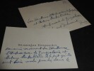 BONNARDET Stanislas - CARTE DE VISITE &Agrave; Marko RISTIC, DEUIL. Stanislas Bonnardet