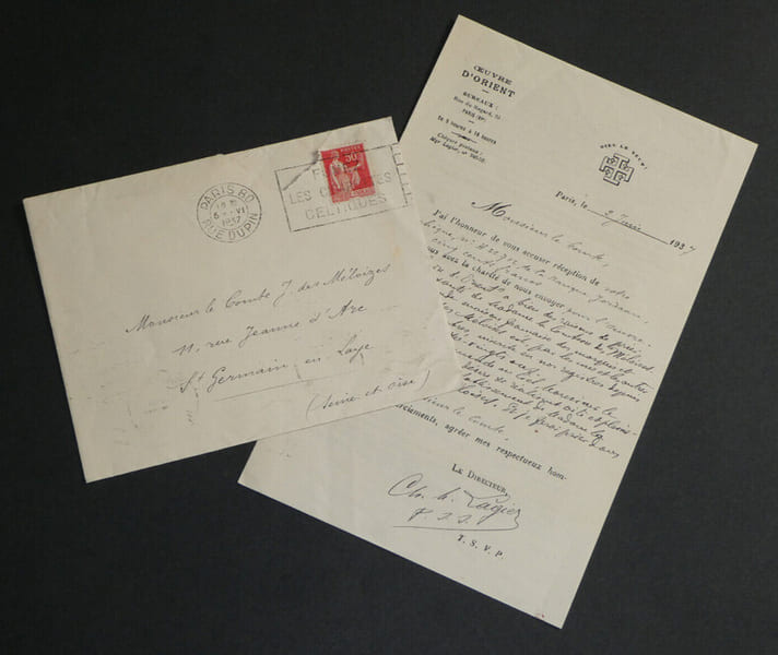 Charles LAGIER - LETTRE AUTOGRAPHE SIGN&Eacute;E AU Comte J. des M&Eacute;LOIZES, Paris, 1937. Charles LAGIER