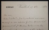 LETTRE AUTOGRAPHE SIGN&Eacute;E S&Eacute;NAT, VERSAILLES, 1875. Octave Lacroix de Crespel