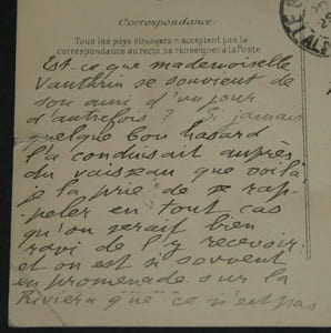 Claude FARRÈRE Carte postale 1 page pour Mlle VAUTHRIN