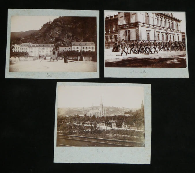 Ensemble de 5 photographies d'&eacute;poque - Allemagne Munich casque &agrave; pointe circa 1900. 