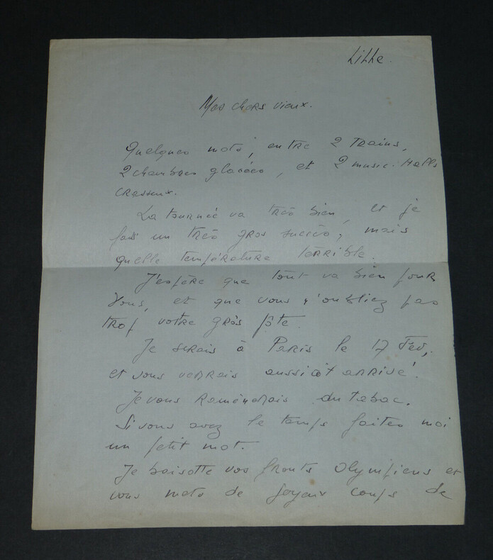 Roland AVELLIS dit Le chanteur sans nom - LETTRE AUTOGRAPHE SIGN&Eacute;E - Lille. Roland AVELLIS