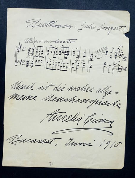 Aur&eacute;lia CIONCA - autographe sign&eacute; et d&eacute;dicac&eacute; par Aur&eacute;lia Cionca, 1910. Aur&eacute;lia CIONCA