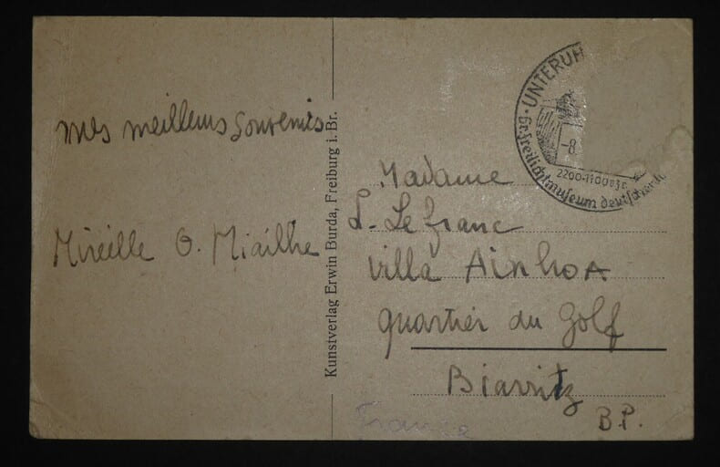 MIAIHLE Mireille - CARTE POSTALE SIGN&Eacute;E, FREIBURG IM BREISGAU, ALLEMAGNE. Mireille Miaihle