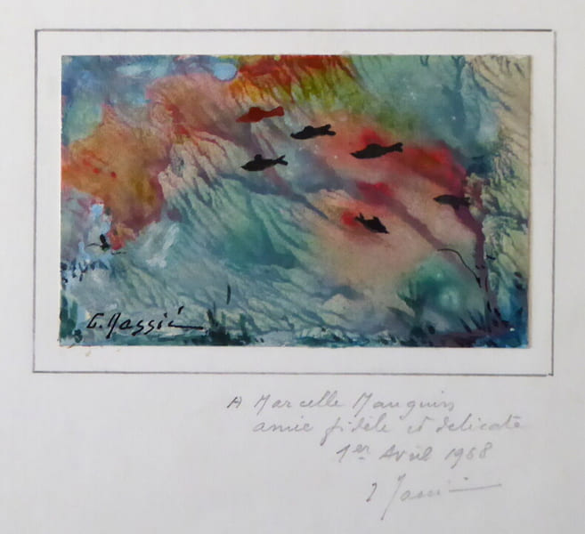 MASSIE Georges - AQUARELLE ORIGINALE D&Eacute;DICAC&Eacute;E &Agrave; MARCELLE MAUGUIN, 1968. Georges Massi&eacute;