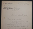 Eug&egrave;ne RAPP, dessinateur, RARE LETTRE AUTOGRAPHE SIGN&Eacute;E MONTORGUEIL, Paris 1889. Eug&egrave;ne RAPP