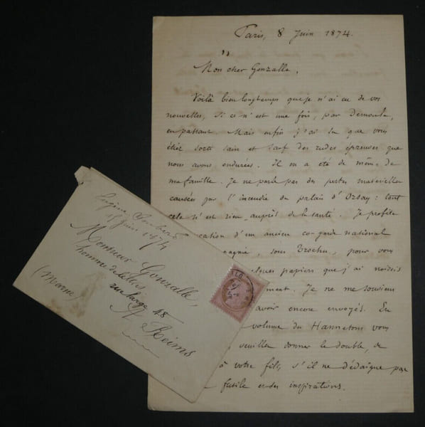 Eug&egrave;ne IMBERT - LETTRE AUTOGRAPHE SIGN&Eacute;E A GONZALLE PARIS 1874. Eug&egrave;ne IMBERT