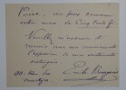 LETTRE AUTOGRAPHE SIGN&Eacute;E, OP&Eacute;RA COMIQUE de PARIS, 1889. BOURGEOIS Emile