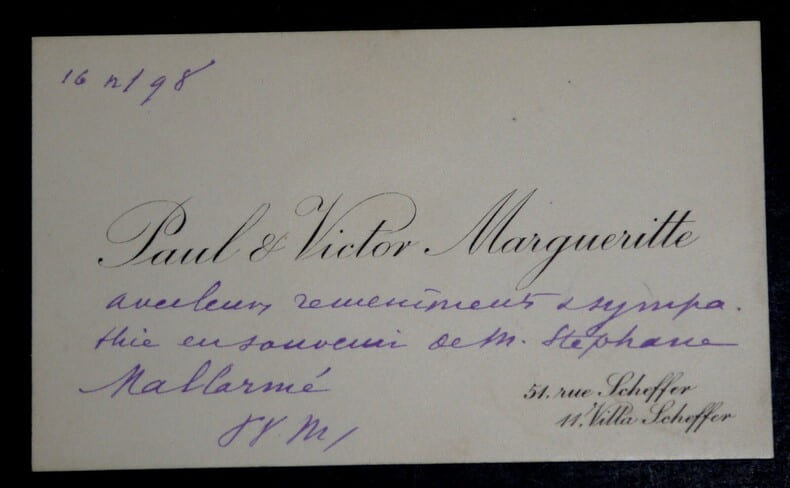 CARTE DE VISITE AUTOGRAPHE SIGNEE, 1898. MARGUERITTE Paul et Victor