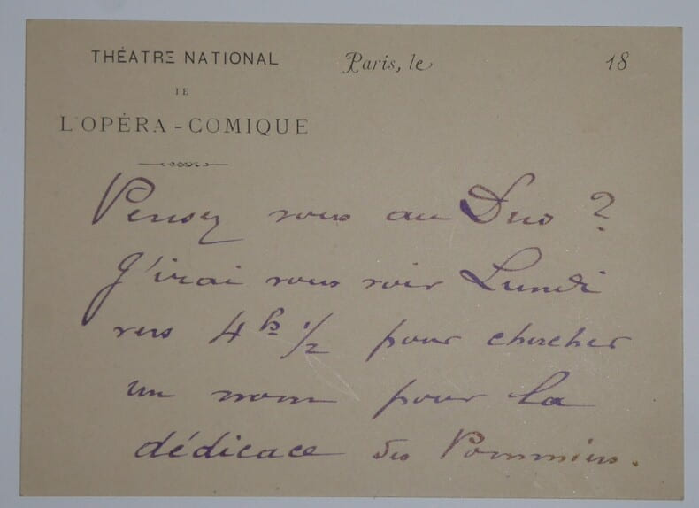 BOURGEOIS Emile - LETTRE AUTOGRAPHE SIGN&Eacute;E, OP&Eacute;RA COMIQUE de PARIS. Emile BOURGEOIS