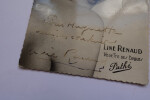 Line RENAUD - CARTE AUTOGRAPHE SIGN&Eacute;E ET D&Eacute;DICAC&Eacute; AUTHENTIQUE 9X13,7CM. Line RENAUD