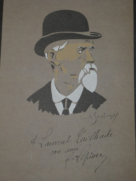 Auto portrait d'Emile Sevelinge &agrave; son ami Emile Thailhade. Emile Sevelinge