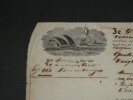 Connaissement Maritime 1834, de Bordeaux &agrave; Bayonne Navire La Marie 2 tampons. 