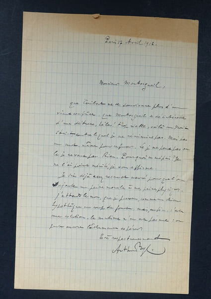 BYL Arthur - LETTRE AUTOGRAPHE SIGN&Eacute;E &Agrave; Georges MONTORGUEIL, PARIS 1912. Arthur BYL
