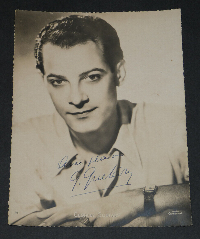 Georges GU&Eacute;TARY - Photographie sur carton sign&eacute;e et d&eacute;dicac&eacute;e, Carlet Ain&eacute;. Georges GU&Eacute;TARY