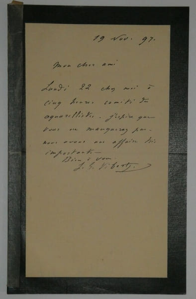 VIBERT Jean Georges - LETTRE AUTOGRAPHE SIGN&Eacute;E, COMIT&Eacute; AQUARELLISTE, 1897. Jean Georges Vibert