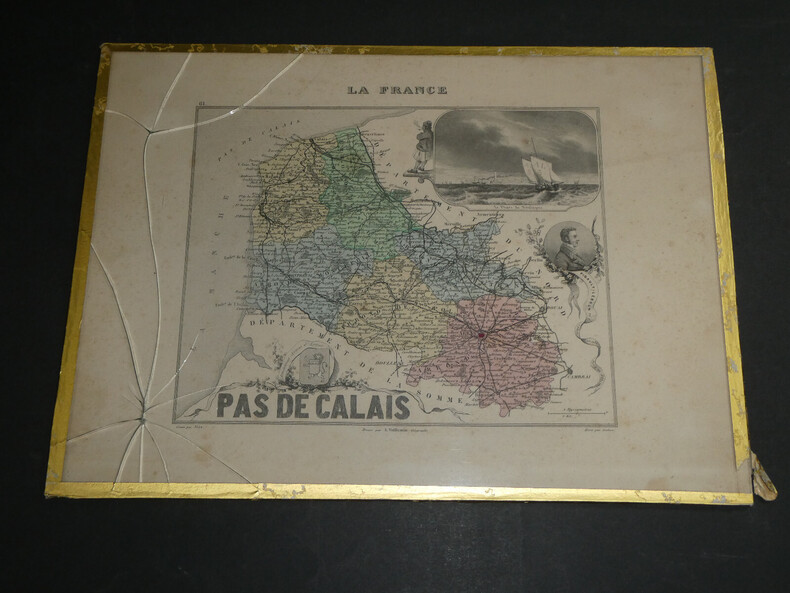 Lithographie couleur, Pas de Calais , dress&eacute; Vuillemin, Graveur ALES, 1876. Vuillemin ; ALES